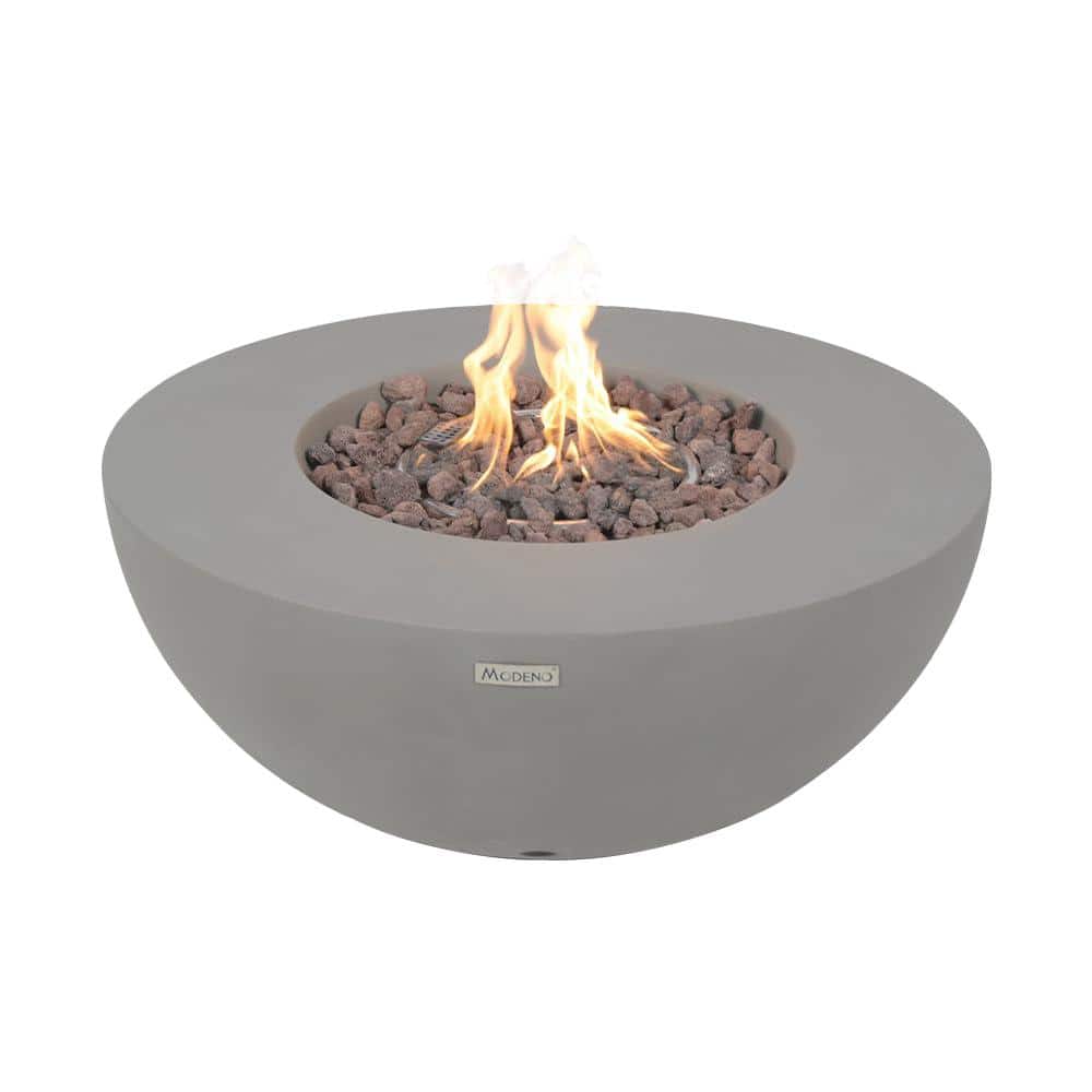 Modeno Roca 34 in. x 15 in. Round Concrete Natural Gas Fire Pit in Grey