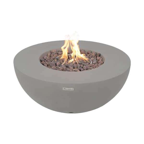 Modeno Roca 34 in. x 15 in. Round Concrete Natural Gas Fire Pit in Grey ...