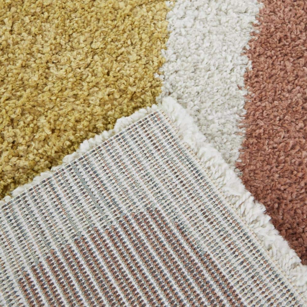 Cesare Pink and Yellow Abstract Shag Area Rug 8' x 10'