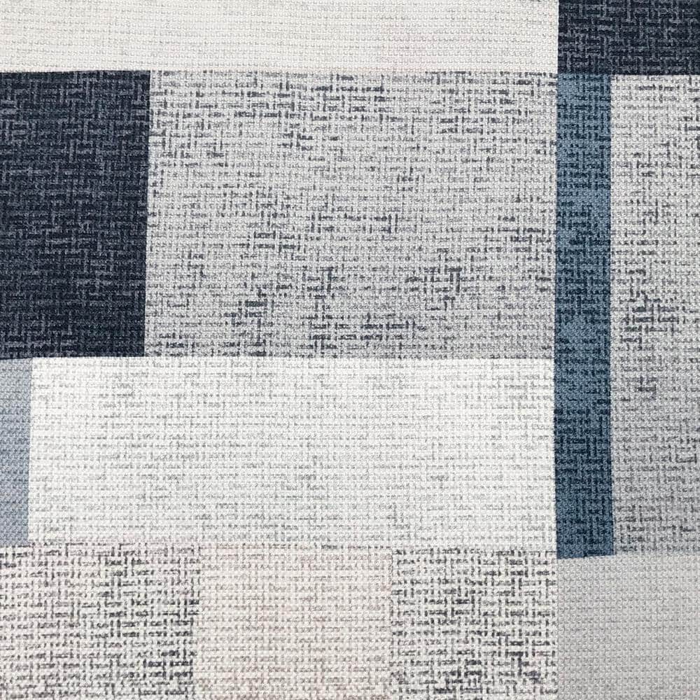 Navy and White Geometric Polyester Sheer Grommet Curtain Panel 40" x 63"