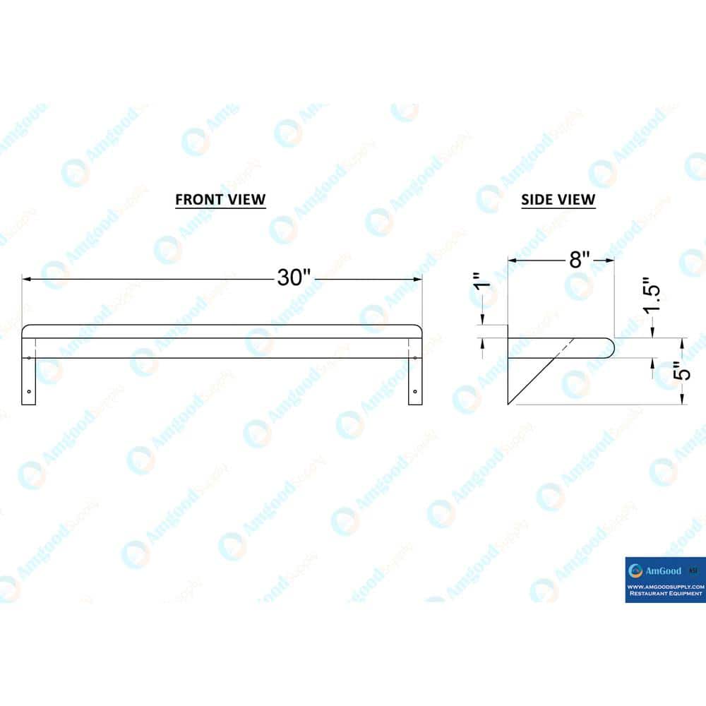 30" Stainless Steel Wall Shelf with Brackets