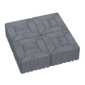 12 in. 44-Pieces Patio Deck Tiles, DIY Module Interlocking Deck Tiles, Easy Installation for Porch, Backyard, Dark Gray