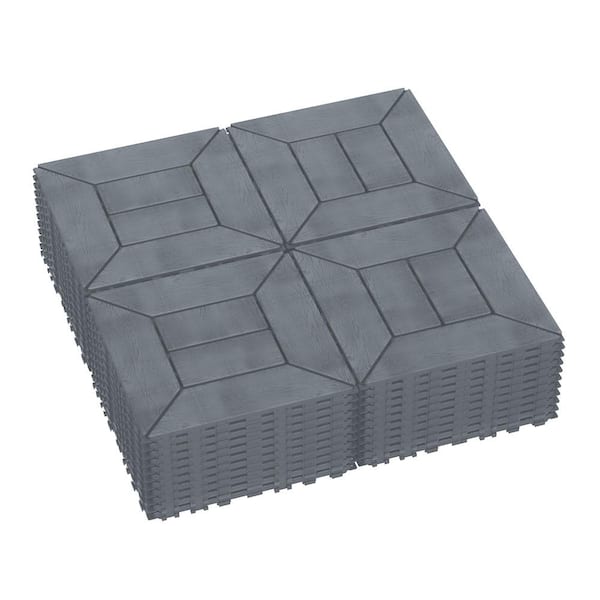 Misopily 12 in. 44-Pieces Patio Deck Tiles, DIY Module Interlocking Deck Tiles, Easy Installation for Porch, Backyard, Dark Gray
