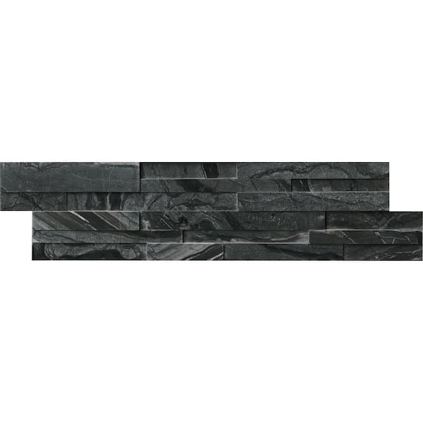 MSI Glacial Black 3D Ledger Panel 6 in. x 24 in. Honed Marble Wall Tile (6 sq. ft. / case)