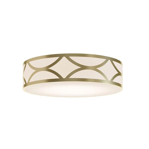 AFX Lake 24 in. 42-Watt Gold Integrated LED Flush Mount with White Acrylic Shade