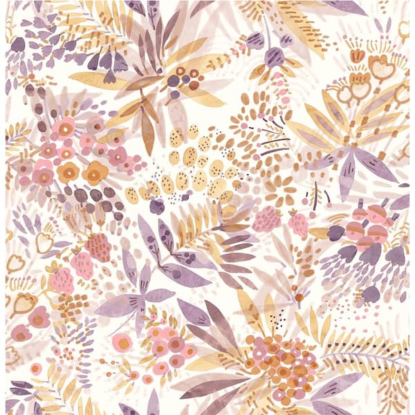 Plum Ochre Naupaka Peel and Stick Vinyl Wallpaper Sample