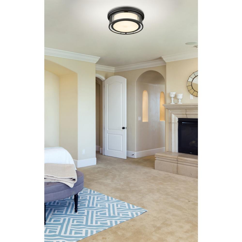 Willow Bronze 16" Indoor/Outdoor Drum Ceiling Light with Clear Glass