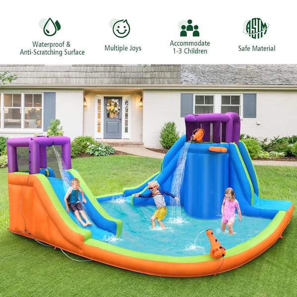 Costway Multi-Color 6-In-1 Inflatable Dual Slide Water Park