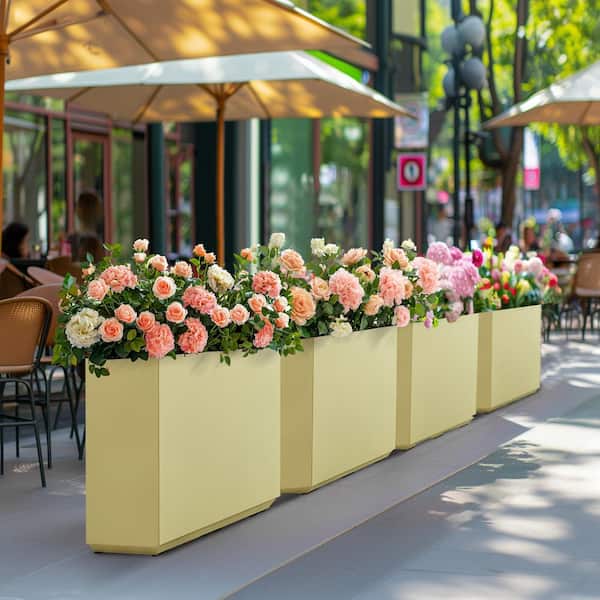 24.02 in. H x 30 in. W x 9.84 in. D Long Box Metal Rectangular Planter in Bright Yellow