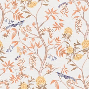 Grasscloth Chinoiserie Terracotta Authentic Grasscloth Wallpaper, 72 sq. ft.