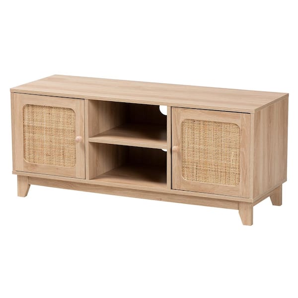 Baxton Studio Elsbeth 43.3 in. Light and Natural Brown TV Stand Fits TV's up to 46 in.