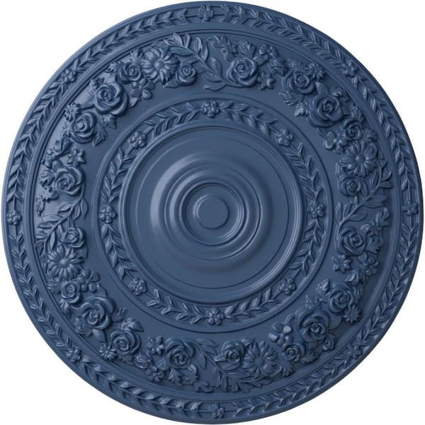 Ekena Millwork 33-7/8" x 2-3/8" Rose Urethane Ceiling Medallion (Fits Canopies up to 13-1/2"), Hand-Painted Americana