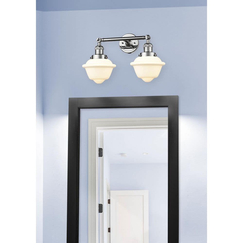 Oxford 17 in. 2-Light Polished Chrome Vanity Light with Glass Shade price history on PriceWatchPro