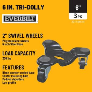 6 in. Steel Tri-Dolly with 200 lbs. Load Rating (3-Pack)