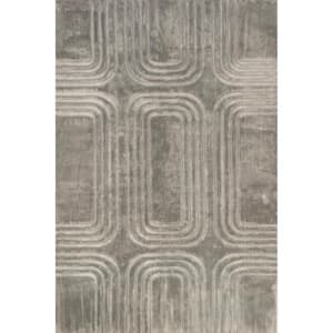 Twila Geometric Faux Rabbit Machine Washable Gray 8 ft. x 10 ft. Modern Area Rug