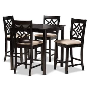 Nicolette 5-Piece Sand and Dark Brown Pub Set