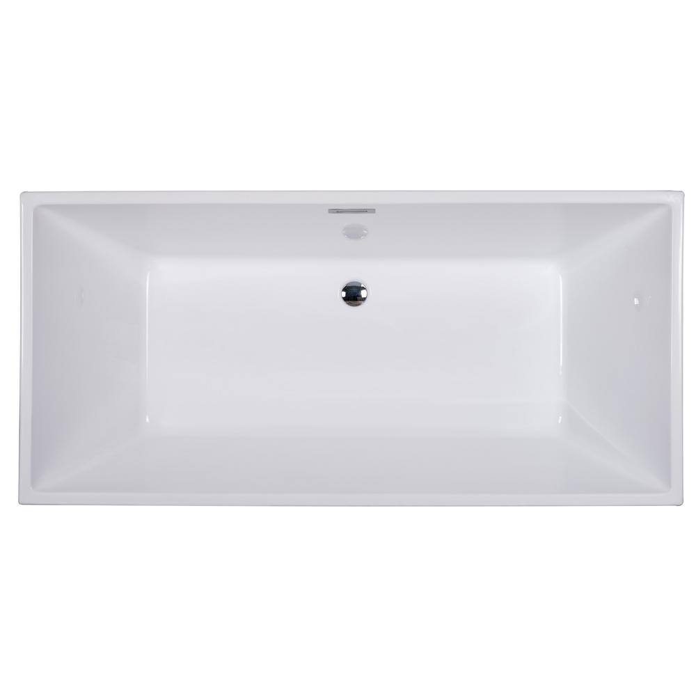 67'' White Freestanding Acrylic Soaking Bathtub