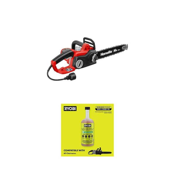 14 in. 9 Amp Electric Chainsaw and 24 oz. Biodegradable Bar and Chain Oil Combo