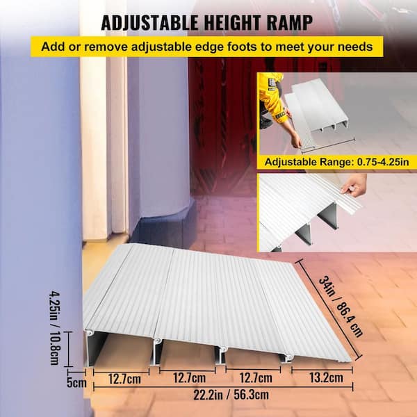 EZ-ACCESS TRANSITIONS 14 in. L x 40 in. W x 1.5 in. H Angled Entry Door  Threshold Welcome Mat, Black, Rubber TAEMBLK02 1.5 - The Home Depot