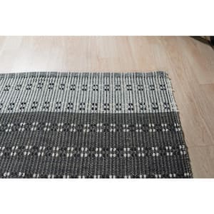 Hand-Knotted Charcoal 9 ft. x 12 ft. Wool Contemporary Flat Weave Area Rug