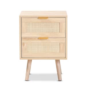 Baird 2-Drawer Oak Brown Nightstand 21.7 in. H x 15.7 in. W x 15.7 in. D