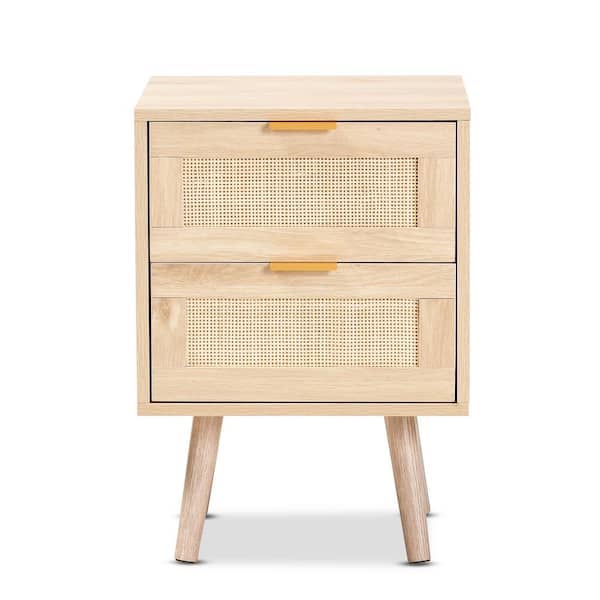 Baird 2-Drawer Oak Brown Nightstand 21.7 in. H x 15.7 in. W x 15.7 in. D - Thumbnail 4