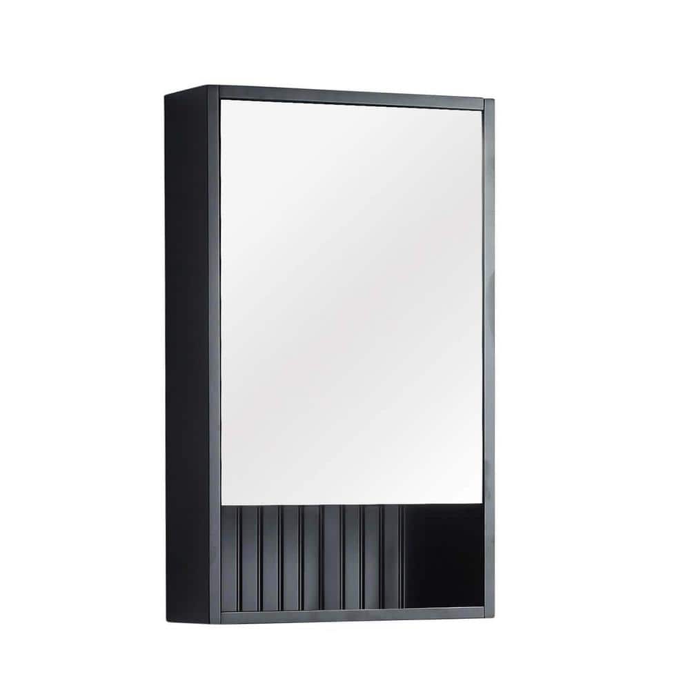 Venezian 18 in. W x 29.5 in. H Small Rectangular Black Matte Wooden Surface Mount Medicine Cabinet with Mirror price history on PriceWatchPro