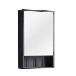 Venezian 18 in. W x 29.5 in. H Small Rectangular Black Matte Wooden Surface Mount Medicine Cabinet with Mirror