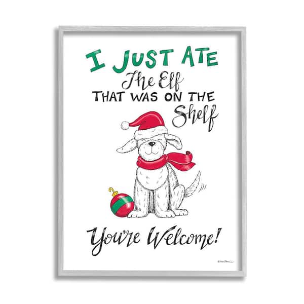 Stupell Industries Funny Christmas Dog Phrase by Deb Strain 1 Piece Framed Graphic Print Animal Poster Art Print 14 in. x 11 in.
