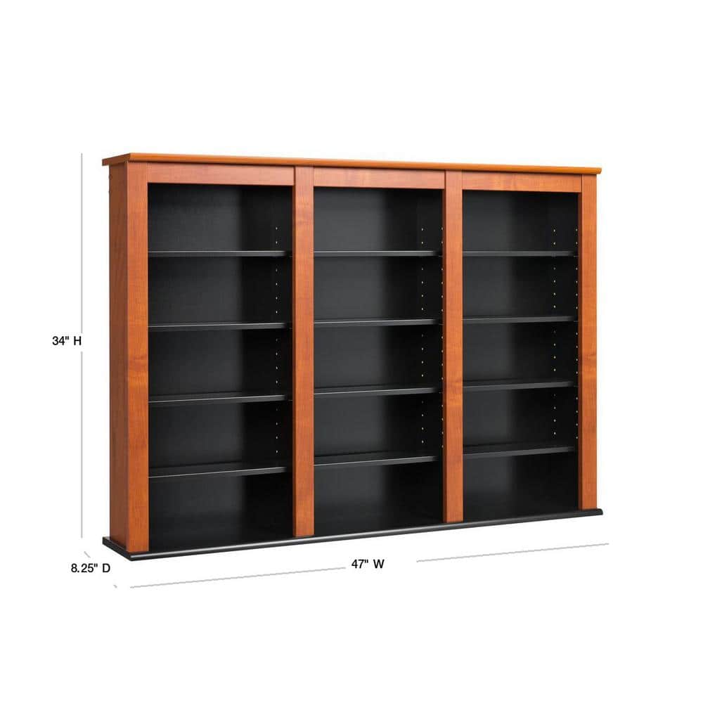 Cherry & Black Laminated Floating Media Storage Shelf