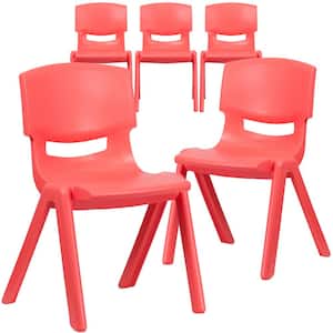 Red Plastic Stack Chairs (Set of 5)