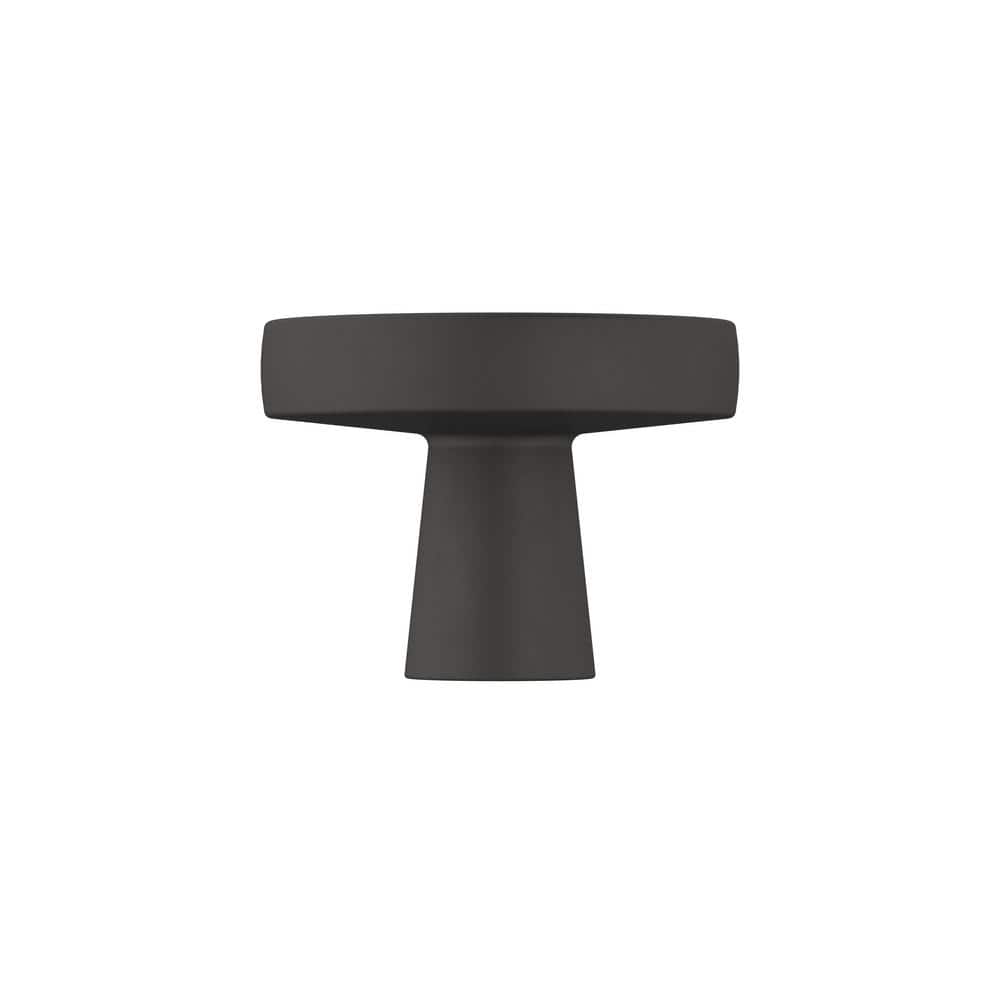 Matte Black Round Steel Cabinet Knob with Mounting Hardware