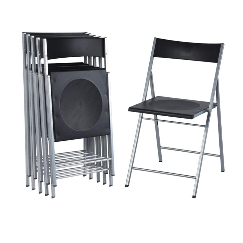 6-Pieces Plastic Outdoor Dining Chairs, light-weight Folding Event Chairs P