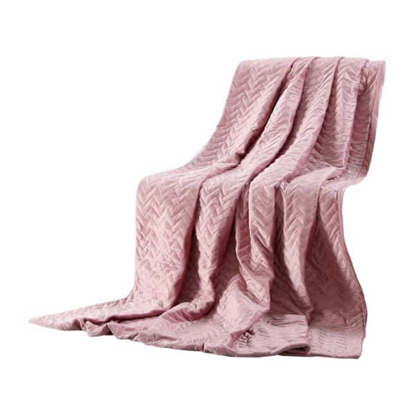 HomeRoots Blush Solid Polyester 48 in. x 72 in. 12 lbs. Weighted Blanket