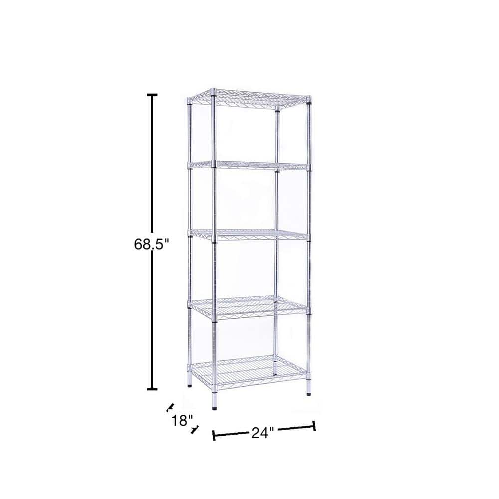 White Adjustable 5-Tier Steel Wire Utility Shelving Unit