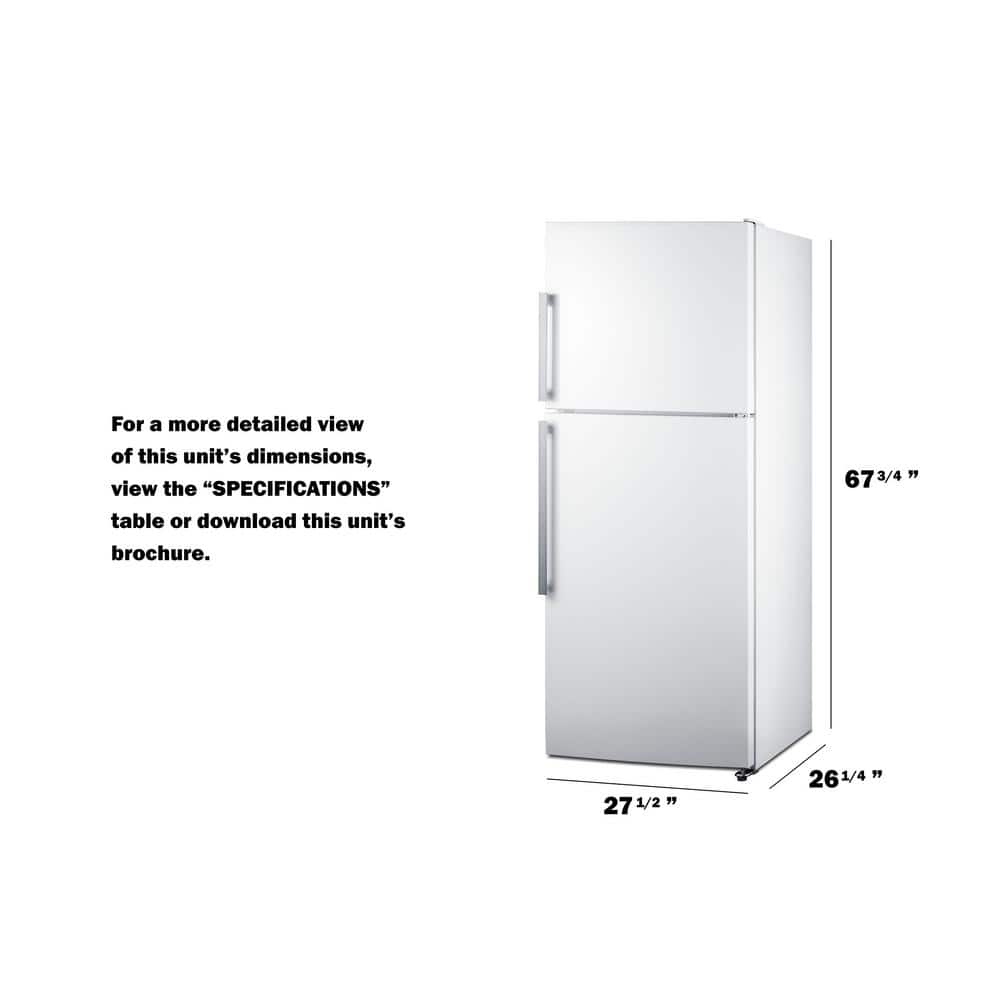 Compact White Energy Star Top Freezer Refrigerator with Glass Shelves