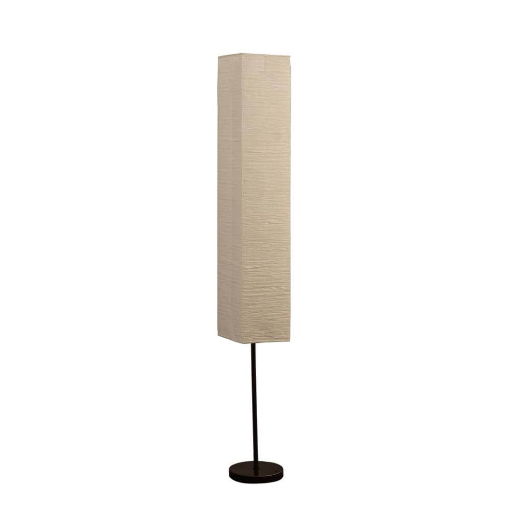 64 in. Contemporary Metal Floor Lamp in Black Metal with Beige Linen Shade price history on PriceWatchPro