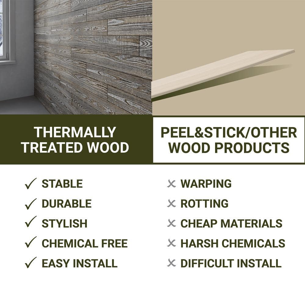 Barn Gray Premium Rustic Wood Wall Planks - 4 ft. Length (6-Pack)