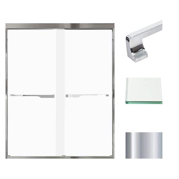 Transolid Frederick 59 in. W x 76 in. H Sliding Semi-Frameless Shower Door in Polished Chrome with Frosted Glass