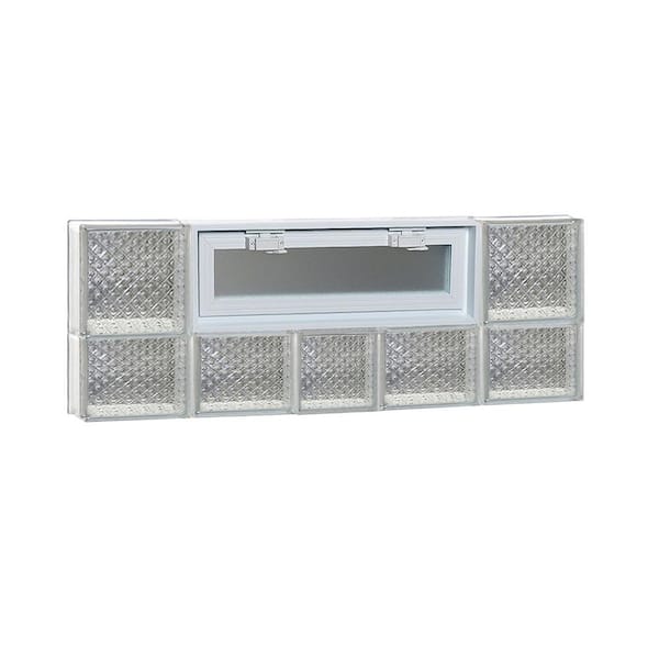 Clearly Secure 36.75 in. x 13.5 in. x 3.125 in. Frameless Diamond Pattern Vented Glass Block Window