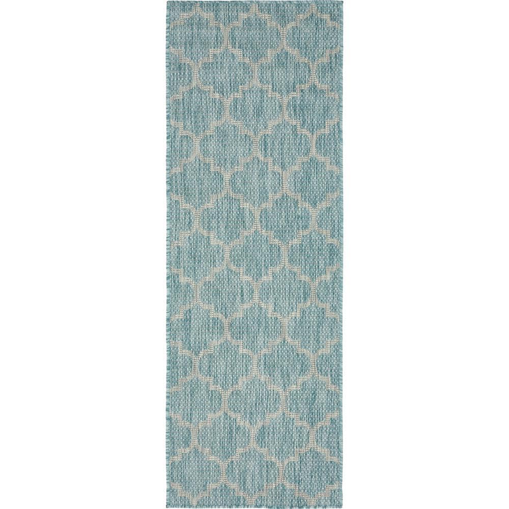 Outdoor Trellis Aquamarine 2' 0 x 6' 0 Runner Rug price history on PriceWatchPro