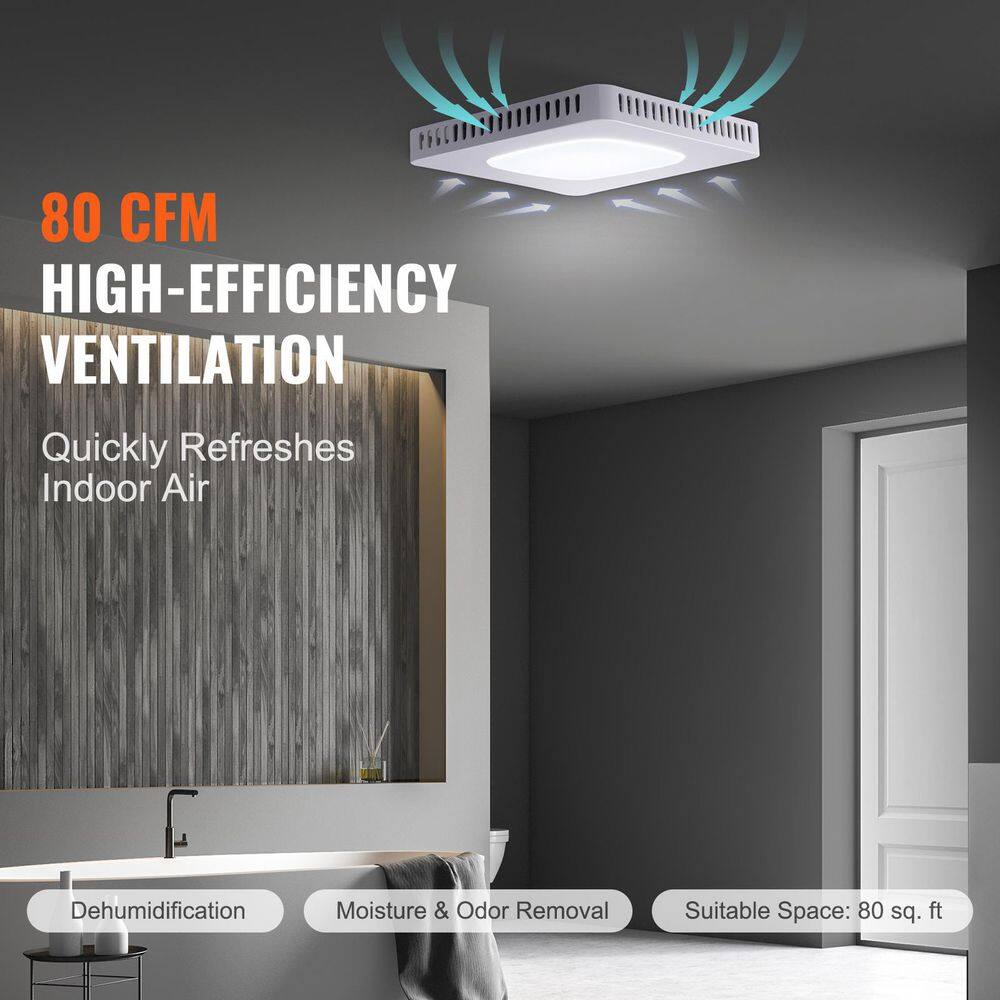 White LED Bathroom Ceiling Exhaust Fan with Galvanized Steel Housing
