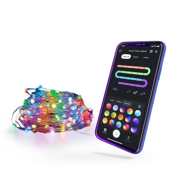 Globe Electric 32.8 ft. Plug-In Wi-Fi Smart Multi-Color RGB LED Music Sync Fairy Tape Light