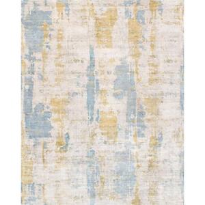 Mirage Blue 4 ft. x 6 ft. Abstract Bamboo Silk Area Rug