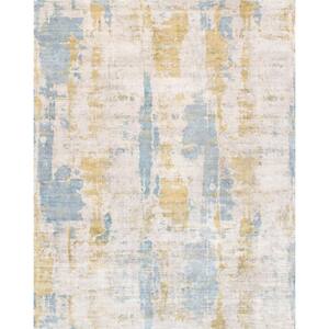 Mirage Blue 8 ft. x 10 ft. Abstract Bamboo Silk Area Rug