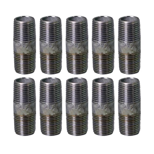 PLUMBFLEX 1/4 in. x 3-1/2 in. Galvanized Steel Pipe Nipple (10-Pack)