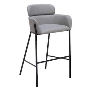 Bremor 29.7 in. Solid Back Plywood Frame Barstool with Faux Leather Seat