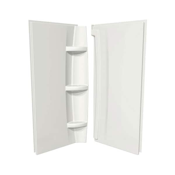 Acrylic 40 in. 40 in. x 72 in. 2-Piece Direct-to-Stud Corner Shower Surround Kit in White