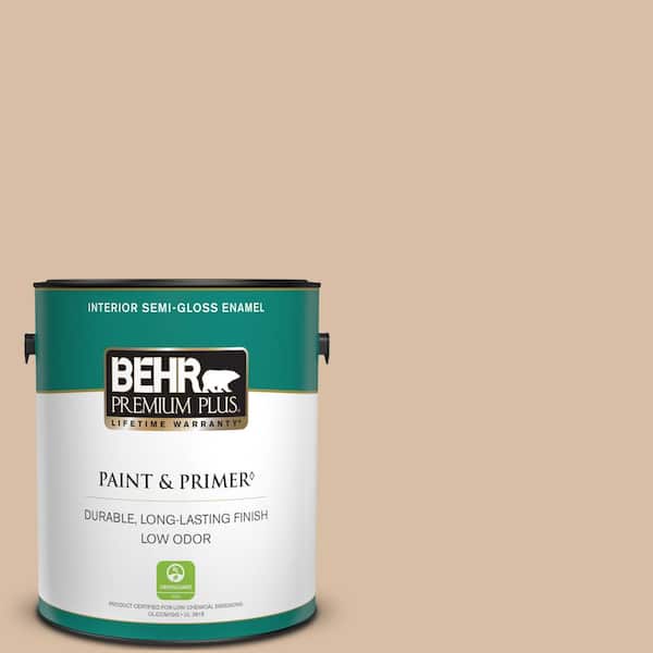 BEHR PREMIUM PLUS 1 gal. #S240-3 Ash Blonde Semi-Gloss Enamel Low Odor Interior Paint & Primer