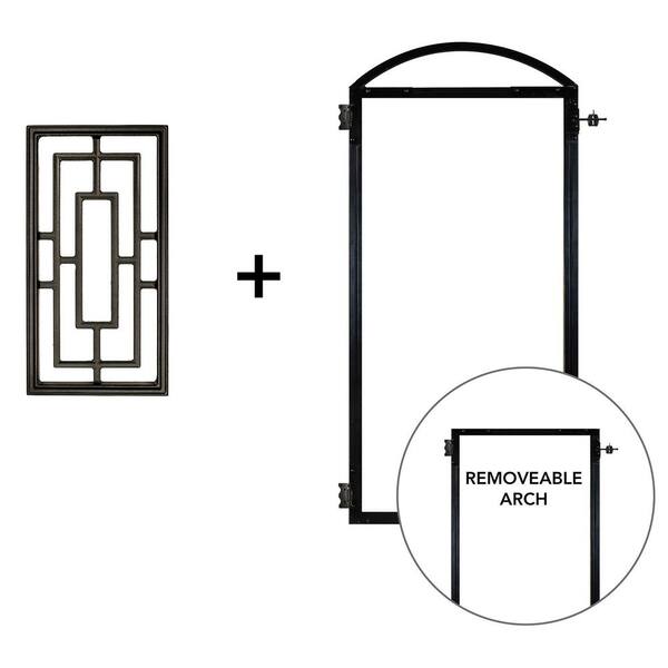 NUVO IRON EZ Install 6-Standard Fence Board Arched Pro Gate Frame with One 9 in. x 17 in. Rectangle Gate Insert